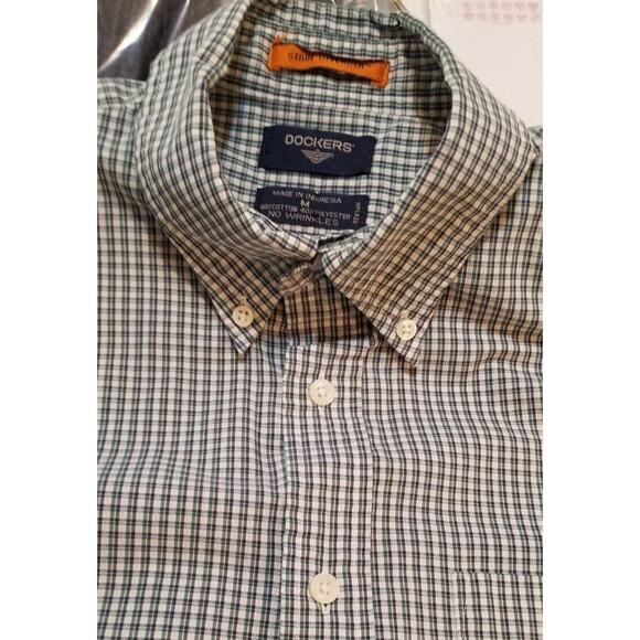Dockers Mens Casual Green Plaid Short Sleeve Shirt Stain Defender Button Up Sz M - Picture 3 of 8